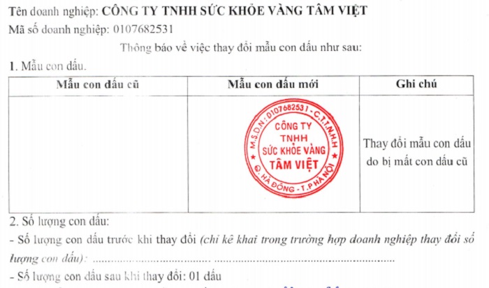 Thay đổi con dấu