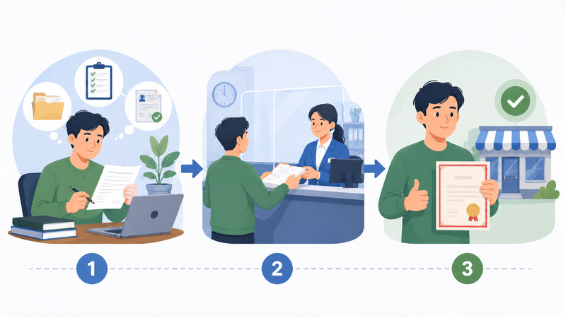 Quy tr&igrave;nh 3 bước xin cấp lại giấy ph&eacute;p kinh doanh hộ c&aacute; thể
