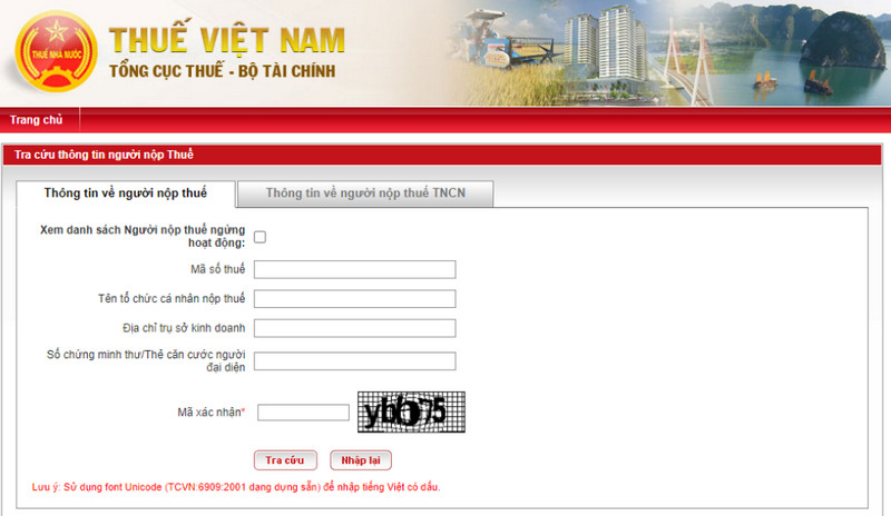 Website Tổng cục thuế Việt Nam